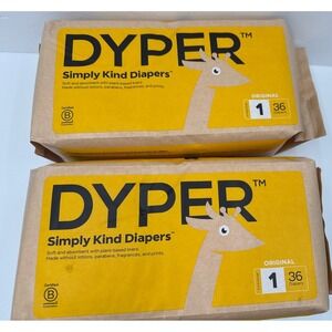 NEW-DYPER Simply Kind Diapers, Remarkably Soft, Size 1 #72 Count Sealed For Baby